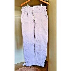 Ted Baker Jeans womens 27 FLINTT Paperbag High Waisted Tapered Leg Lilac Button